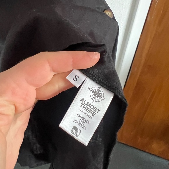 Almost There Bianca Black Linen Button Up Dress, size small - Picture 4 of 5